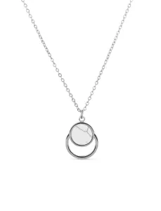 Vuch Módny oceľový náhrdelník s mramorom Silver Hirea