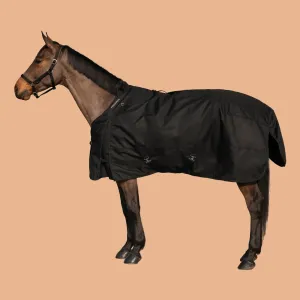 Výbehová nepremokavá deka 1000d allweather 200 pre kone a poníky čierna ČIERNA 165 cm