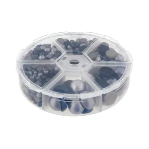 Set plastových perličiek | sivočierne (dekoračné perličky)
