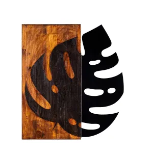 Nástenná drevená dekorácia LEAF hnedá/čierna