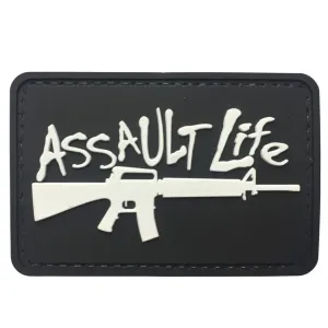 WARAGOD Nášivka 3D Assault Life čierna 7.5x5cm