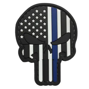WARAGOD Nášivka 3D US Patriot Punisher blue line 7.5x5cm #6159253