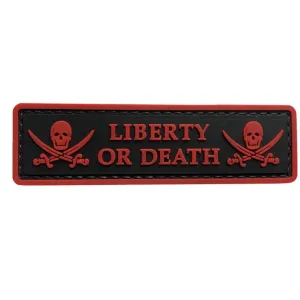 WARAGOD Liberty or Death PVC nášivka, čierno červená