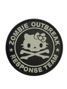 WARAGOD Zombie Outbreak Kitty PVC nášivka, čierno sivá