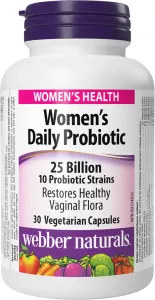 Webber Naturals Probiotiká dámske denné 25 mld. zdravá vaginálna flóra, 30 kapsúl