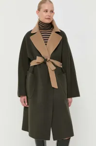 Obojstranný vlnený kabát Weekend Max Mara zelená farba, prechodný, oversize