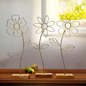 Weltbild Dekorativní kovové květiny Aura, sada 3 ks