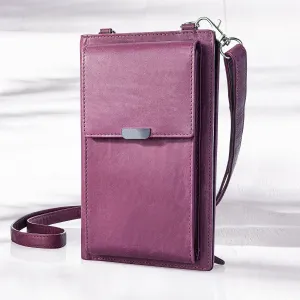 Weltbild Dámská kožená kabelka na mobil, fialová