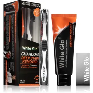 White Glo Charcoal Deep Stain Remover zubná pasta zubná pasta 100 ml + zubná kefka 1 ks + medzizubná kefka 8 ks unisex