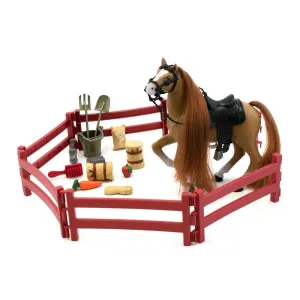 Kôň s doplnkami Royal Breeds 17 cm - hnedá