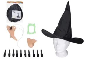 WIKY - Set karneval - čarodejnice (nos, brada, prsty, klobúk a zuby)