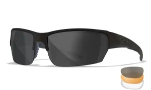 Strelecké okuliare Wiley X® Saint, súprava - čierny rámček, súprava - číre, dymovo sivé a oranžové Light Rust šošovky (Farba: Čierna, Šošovky: Číre +