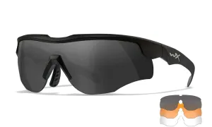 Strelecké okuliare Wiley X® Rogue, úzke stranice - čierny rámček, súprava - číre, dymovo sivé a oranžové Light Rust šošovky (Farba: Čierna, Šošovky: )