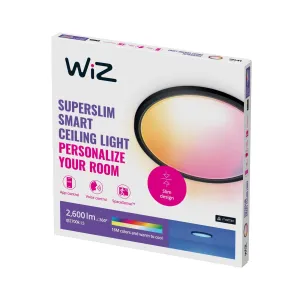 WiZ SuperSlim LED stropné svetlo RGBW Ø42cm čierne