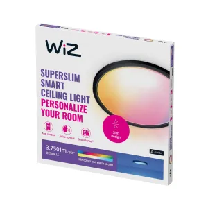 WiZ SuperSlim LED stropné svetlo RGBW Ø54cm čierne