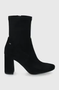 Členkové topánky Wojas dámske, čierna farba, na podpätku