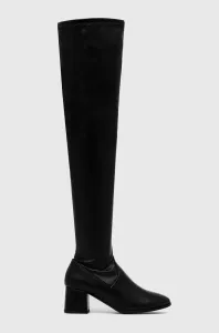 Kožené čižmy Wojas dámske, čierna farba, na plochom podpätku, #2569717
