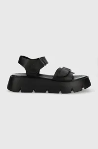 Kožené sandále Wojas dámske, čierna farba, na platforme, 7610551 #6861540