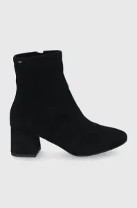 Semišové topánky Wojas dámske, čierna farba, na podpätku #7692462