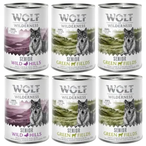 6 x 400 g miešané balenia - Wolf of Wilderness - 6 x 400 g: 4x jahňacie a kuracie, 2x kačacie a teľacie