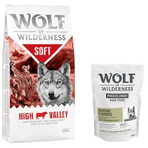 Wolf of Wilderness granuly, 14 kg  - 12 + 2 kg zdarma!  - High Valley - hovädzie (Soft & Strong)
