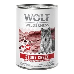 Wolf of Wilderness Senior 6 x 400 g - s množstvom čerstvej hydiny - Stony Creek - hydina s hovädzím