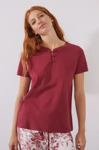 Bavlnené pyžamové tričko women'secret Mix & Match bordová farba, bavlnené #7987385