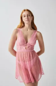 Nočná košeľa women'secret SENSE VALENTINE dámska, ružová farba, priesvitná, 3415271 #7791148