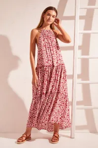 Plážové šaty women'secret Vi Long Flower Dress ružová farba,