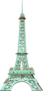 Dřevěné 3D puzzle Eiffelova věž tyrkysová