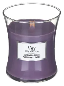 Woodwick Amethyst & Amber vonná sviečka s dreveným knotom 275 g