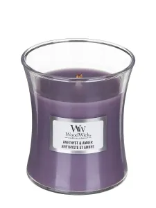 Woodwick Amethyst & Amber vonná sviečka s dreveným knotom 85 g