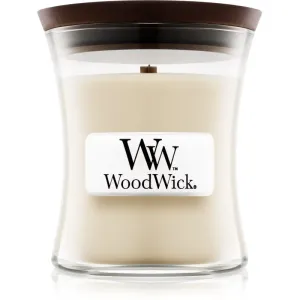 Woodwick Linen vonná sviečka s dreveným knotom 85 g