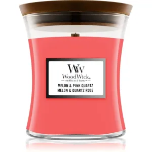 Woodwick Melon & Pink Quarz vonná sviečka s dreveným knotom 85 g