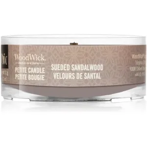 Woodwick Suede & Sandalwood votívna sviečka s dreveným knotom 31 g
