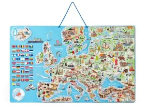 WOODY Mapa EURÓPY magnetická, spoločenská hra 3 v 1, ČJ