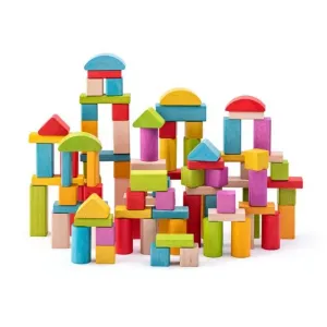 WOODY Stavebnice kostky přírodní a barevné, 2,5 cm Toddler wooden blocks- natural/colored, 2,5 cm
