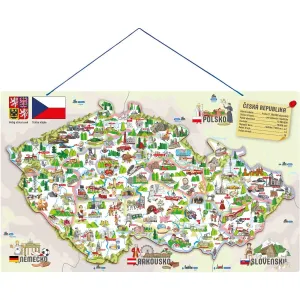 Woody Puzzle 3 v 1 Magnetická mapa ČR s obrázkami a spoločenská hra 185 dielikov
