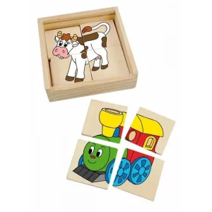 Woody Puzzle mini Mašinka v drevenej krabičke 16 dielikov