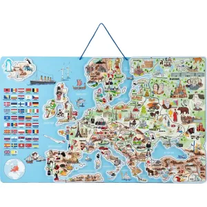 WOODY Mapa EURÓPY magnetická a spoločenská hra, 3 v 1 , v angličtine