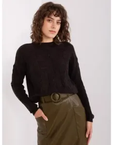 Dámsky károvaný sveter s dlhým rukávom BOL čierny