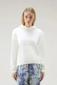 Mikina Woolrich Cotton Fleece Logo Hoodie Biela Xs