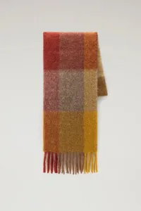 Šál Woolrich Multicolor Wool Check Scarf Hnedá None