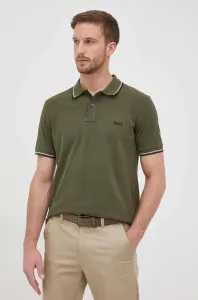 Polo tričko Woolrich pánske, zelená farba, jednofarebné