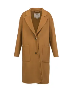 Vlnený kabát Woolrich hnedá farba, prechodný, oversize