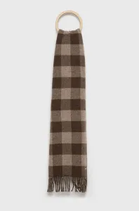 Vlnený šál Woolrich hnedá farba, vzorovaný #184172