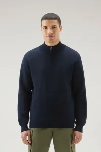 Sveter Woolrich Bicolor Half-Zip Sweater Modrá L