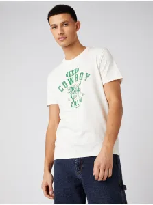 White Mens T-Shirt with Printed Wrangler - Men
