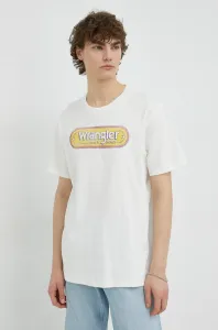 Bavlnené tričko Wrangler biela farba, s potlačou #8675977