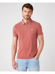 Polo tričko Wrangler červená farba, jednofarebné